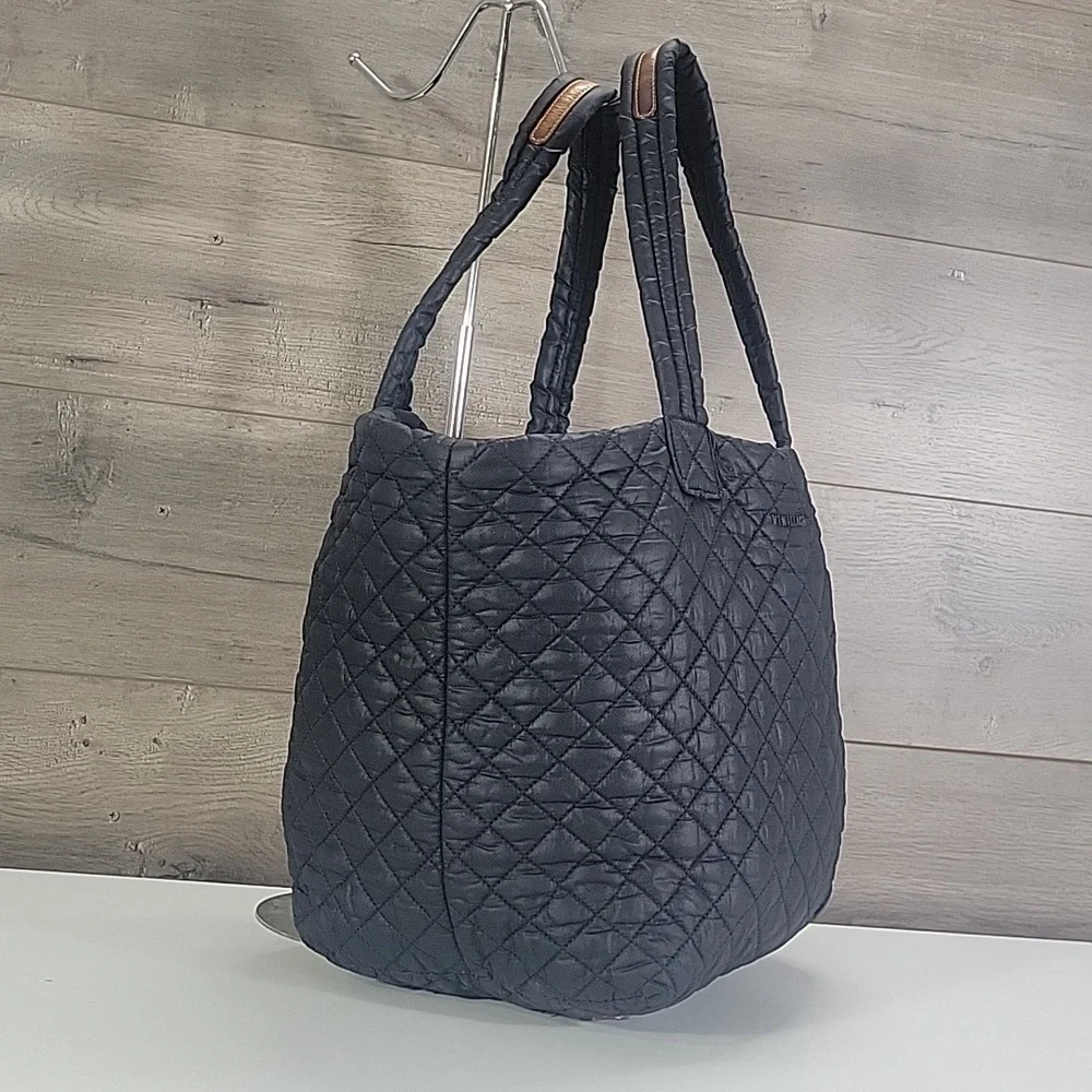Large MZ Wallace Metro  Quilted Black Nylon Tote Bag